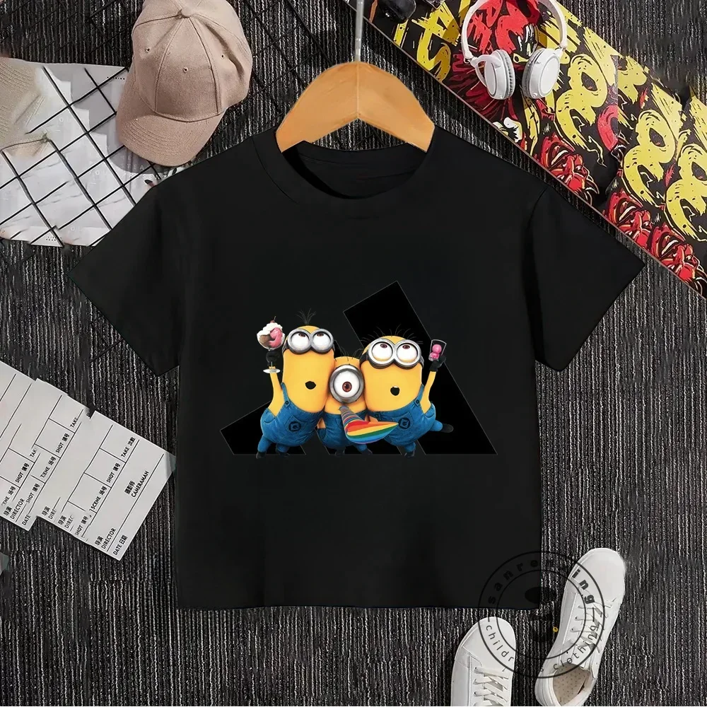 Летние Детские Футболки В Стиле Хип-хоп С Мультяшным Принтом Minion Круглым Вырезом