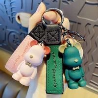 creative key pendant key chain boutique plastic fluid violent bear key chain bow tie bear small gift wholesale