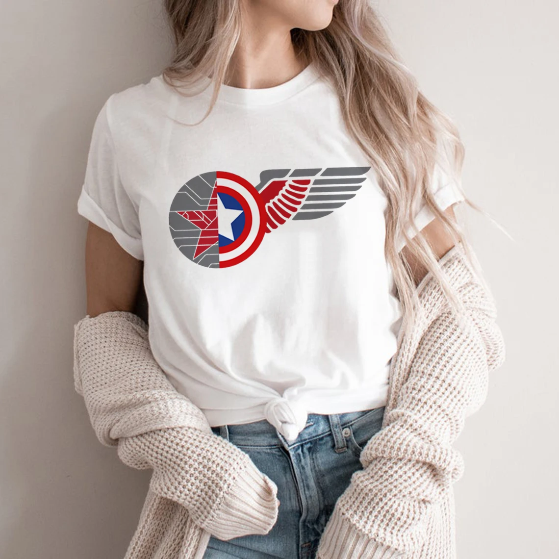 

Falcon and Winter Soldier Shirt Unisex Bucky Barnes T-Shirt Superhero Tees Summer Short Sleeve Harajuku Tops