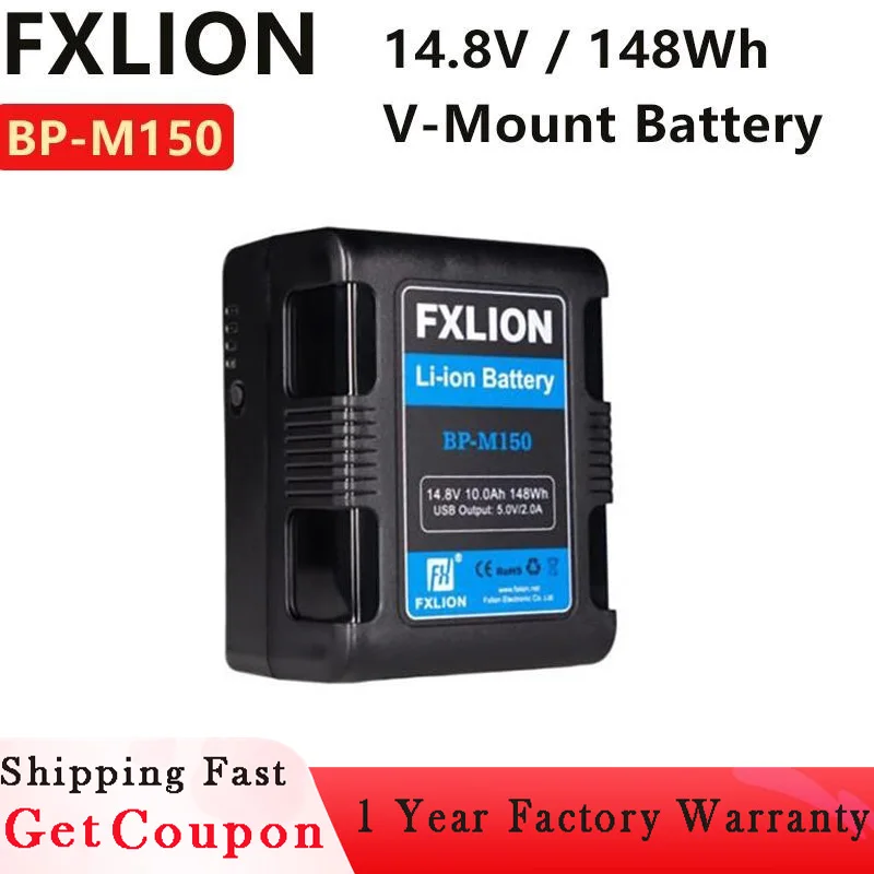 

FXLION BP-M150 14.8V / 148Wh V-Mount Battery for Cameras, Camcorders,Large LED Lights, Monitors, MacBook and Smartphone