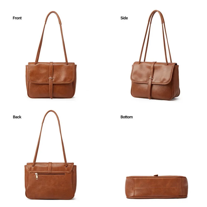 Diinovivo Casual Women Shoulder Bag Flap Square Bag Female Handbag PU Leather Crossbody Bag Simple Classic Women's Bag WHDV2280