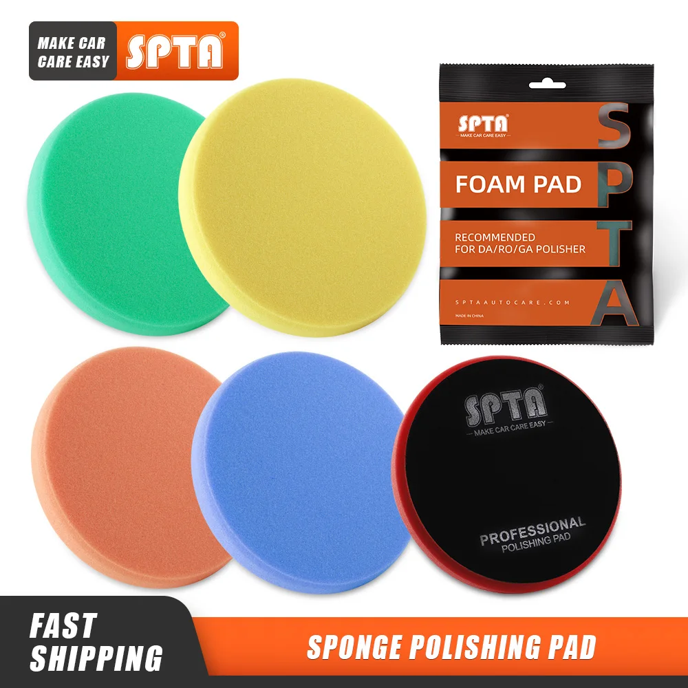 

SPTA (Bulk Sales 2Pcs & 5Pcs) 3"/5"/6"/7"Car Spong Buffing Polishing Pads For DA/RO/GA Car Buffer Polisher Auto Care Repair Tool