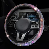 woven car steering wheel rhinestones imitation diamond protection cover with anti slip reflective function for 36 39cm diameter