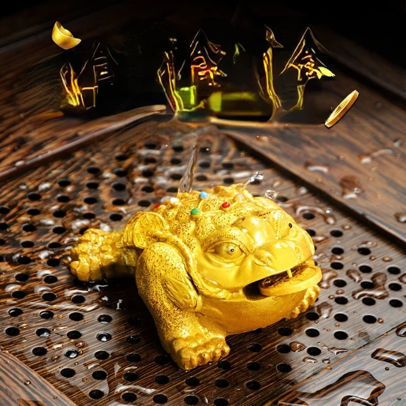 

ERMAKOVA 3 Different Styles Resin Color-Changing Lucky Money Toad Figurine Frog Statue with Coin Feng Shui Tea Pet Home Ornament