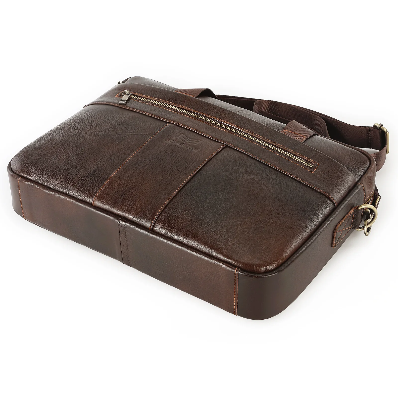 Royal Bagger Briefcase for Men Genuine Cow Leather Retro Business Handbag 15.6 Inch Computer Laptop Messenger Bag Shoulder Bags