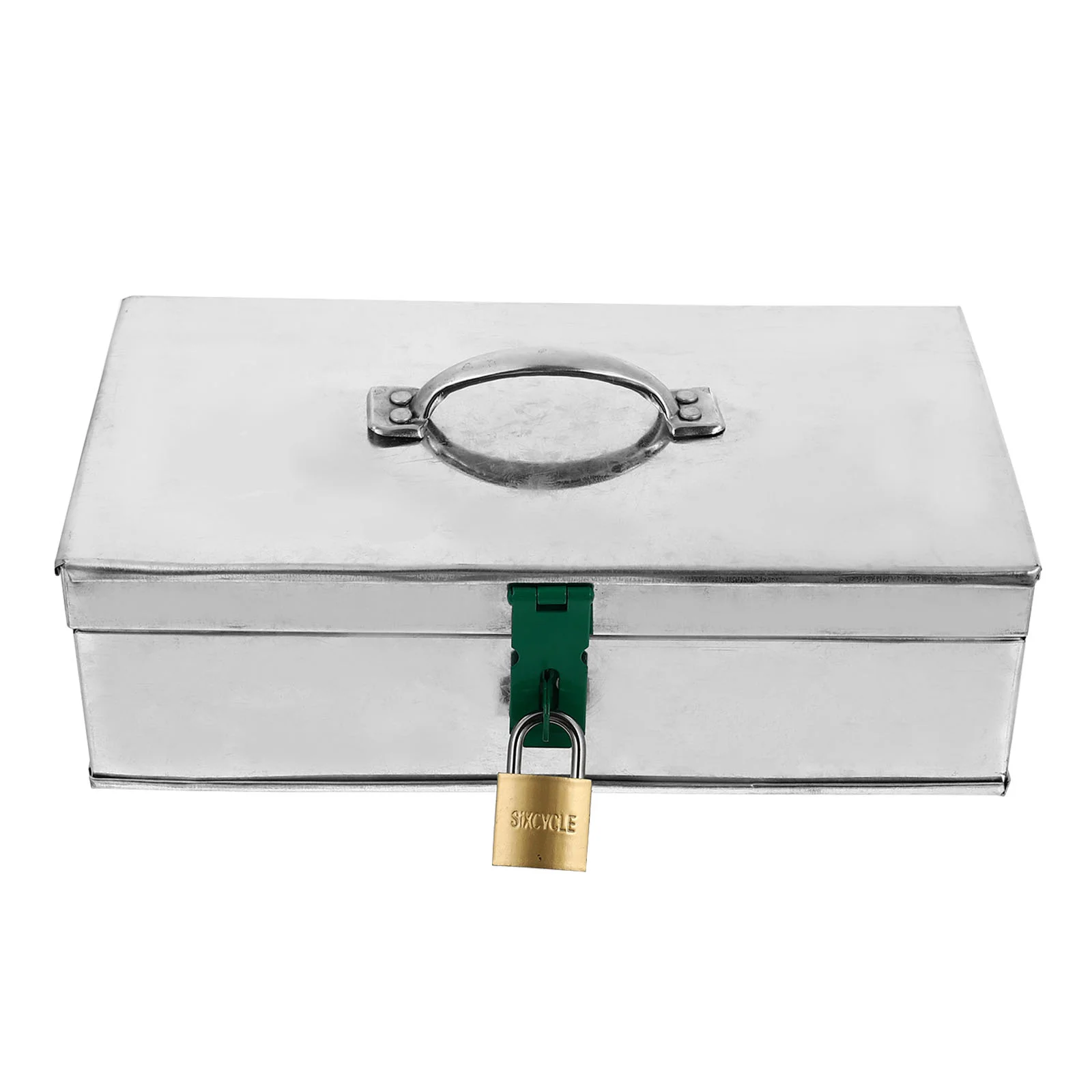 

Cash Box with Lock Small Safe Lock Box Cash Drawer Carrying Toolbox Saving Organizer with Tote Handle Silver 25x14x7cm
