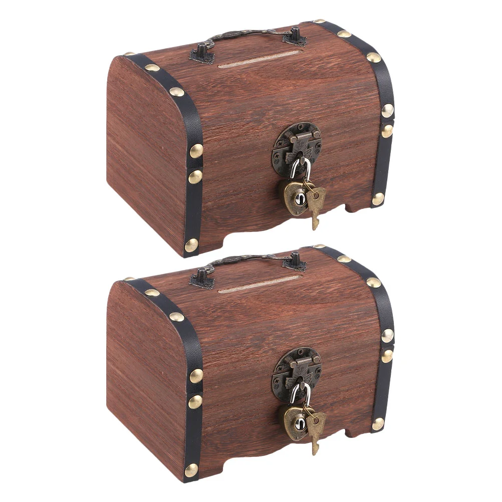 

Box Treasurebank Woodenpiggy Wood Lockkidsmoney Storage Vintage Boxes Jewelry Keycash Large Case Toys Kid Keepsake Toy Prizes