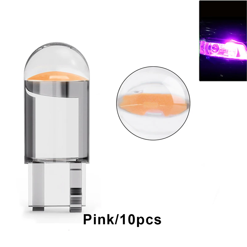 

Автомобильная лампа дневного света T10 W5W Canbus Glass COB 6000k, лампа для чтения, габаритный фонарь, лампочка для номерного знака 168 194 192 DC 12V, белый, синий, красный