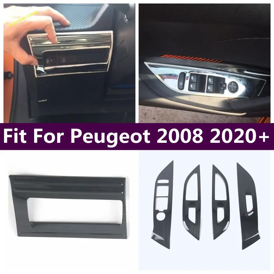 

Дверная ручка, подлокотник для стекла, кнопки подъема окон, панель управления освещением, Накладка для Peugeot 2008 2020-2022, аксессуары для интерьер...