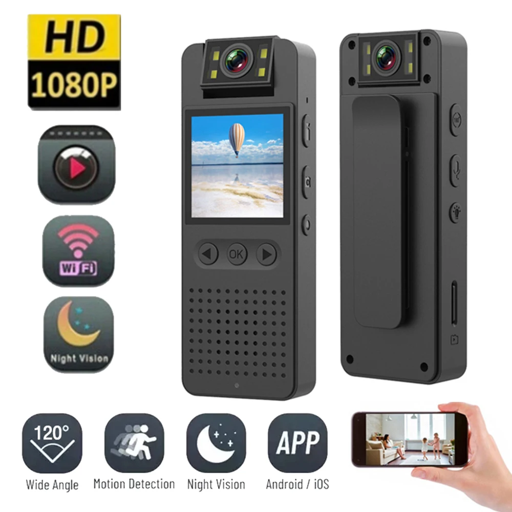 

A8 1080P HD Body Wearable Camera HD Car DVR Video Security IR Night Vision Back Clip Magnetic Mini Camcorders Police Camera