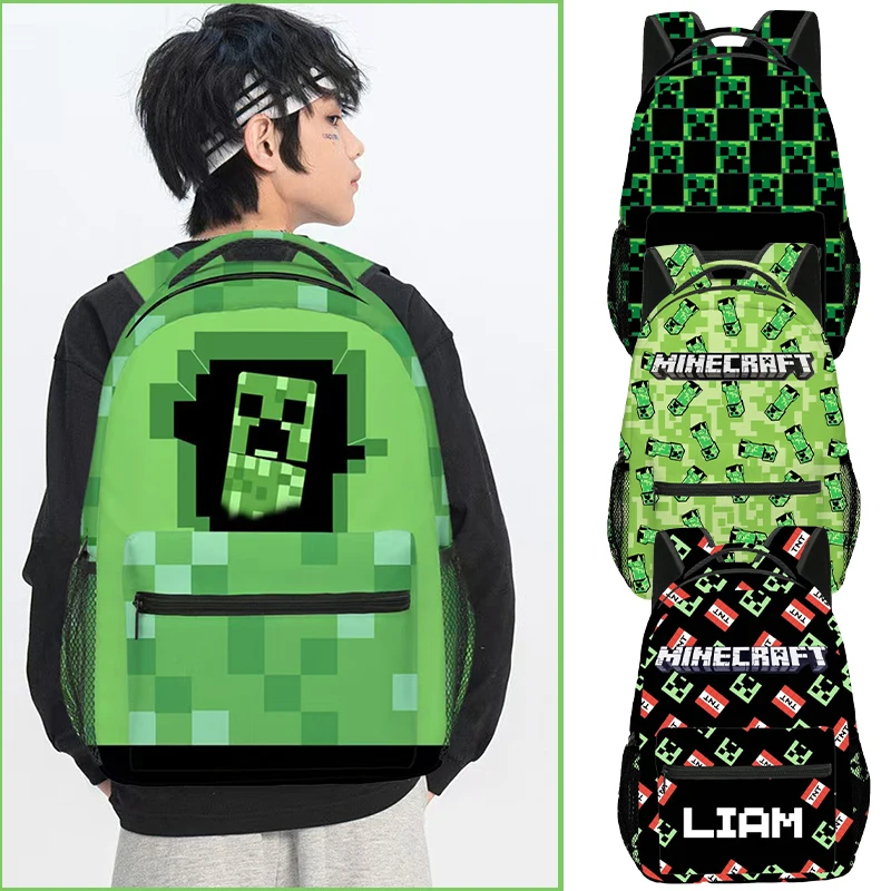 Minecraft Creeper мультяшный рюкзак аниме портативный большой вместительный школьный