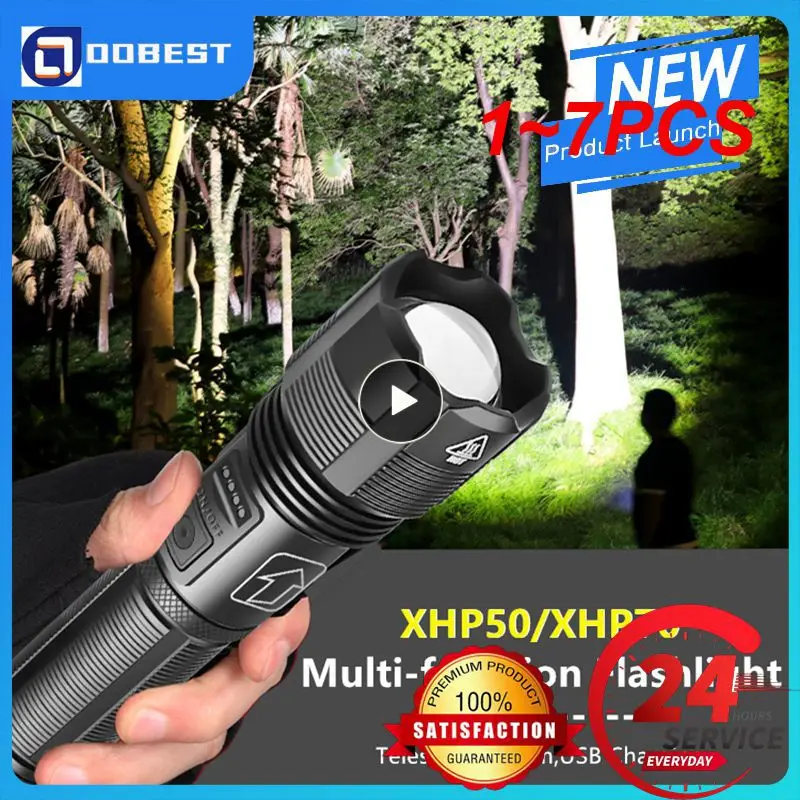 

Светодиодный фонарик с сердечником из алюминиевого сплава, 1-7 шт., XHP70.2 XHP50.2, тактический охотничий Перезаряжаемый Usb масштабируемый фонарь 18650 AAA