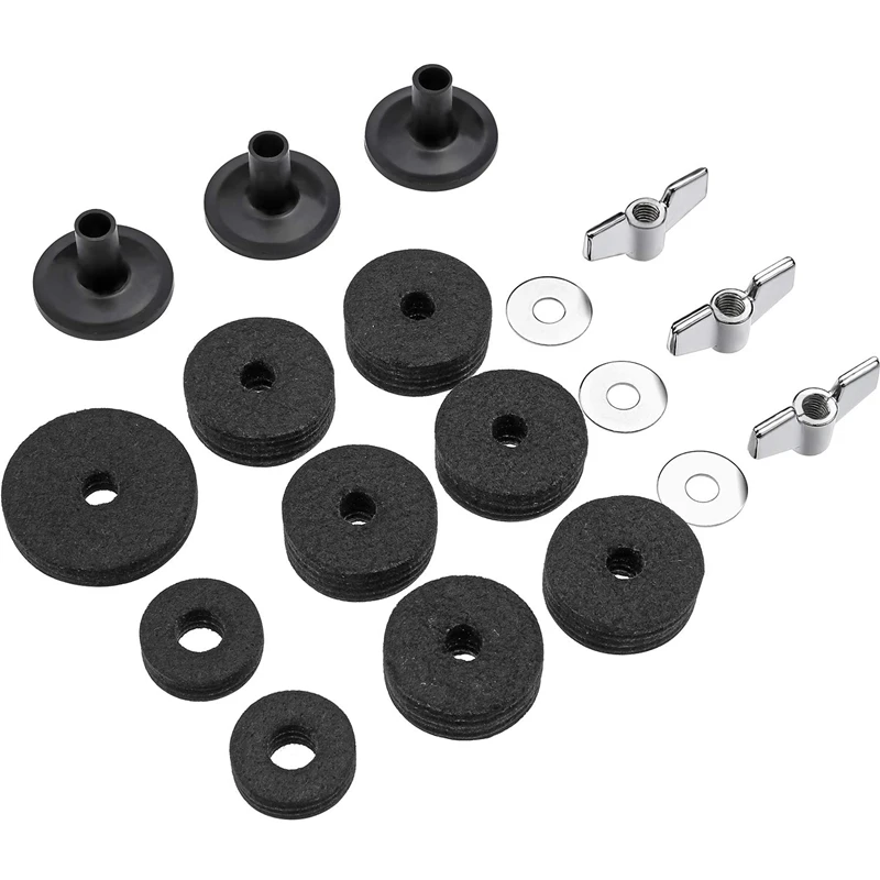 

18 Pieces Cymbal Replacement Accessories Cymbal Felts Hi-Hat Clutch Felt Hi Hat Cup Felt Cymbal Sleeves With Base Wing Nuts And