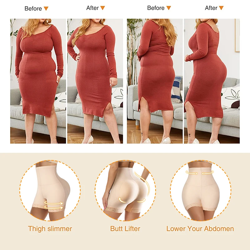 Women Fake Ass Butt Lifter Hip Enhancer Booty Padded Underwear High Waist Seamless Push Up Buttocks Body Shaper Panties Boyshort