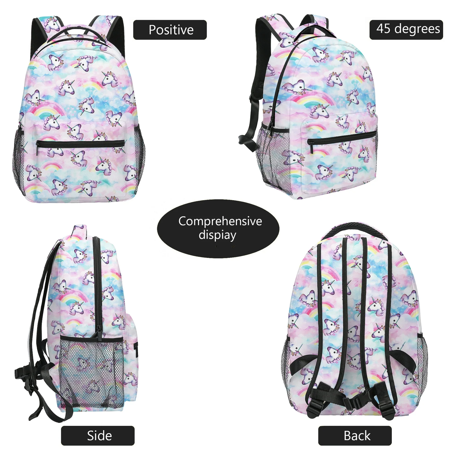 New Cute Unicorn Girl Primary Secondary School Bags Student Large Capacity Rainbow Backpack Drop Shipping