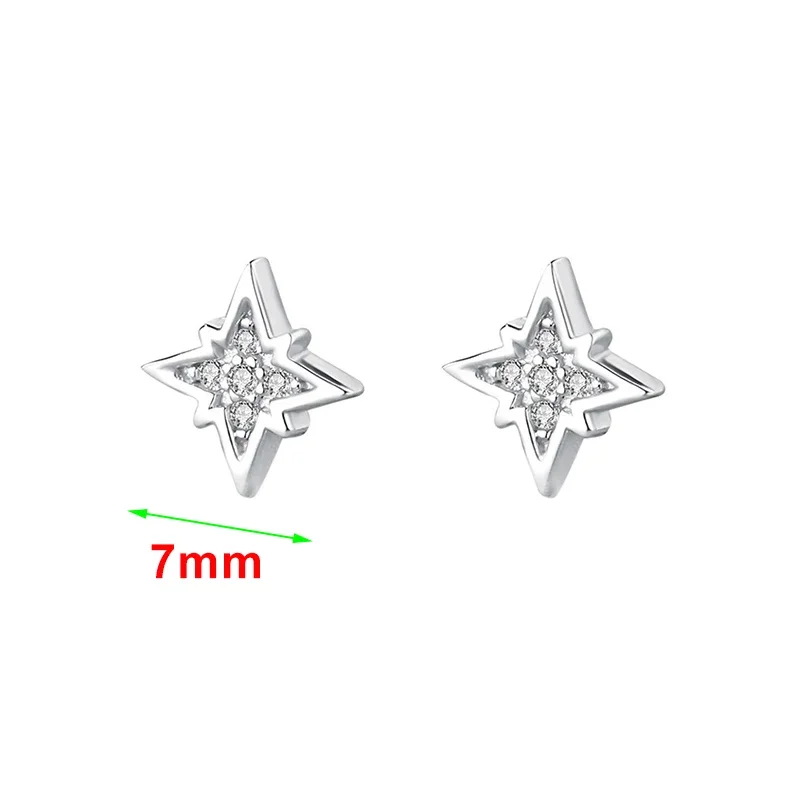 SOFTPIG настоящее серебро 925 пробы с цирконием и звездами мини-серьги-гвоздики для