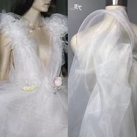 white base high density organza lining mesh fashion outer yarn one piece dress wedding dress designer fabric