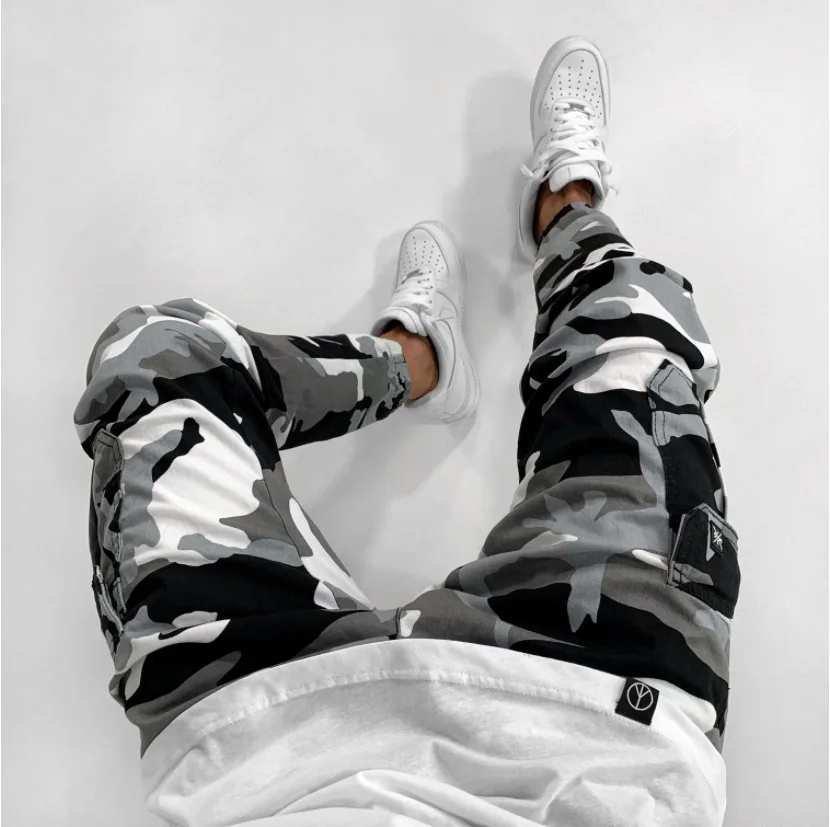 

Wholesale 2022 Fashion Casual Men's Multi-pocket Small Feet Jeans European And American Camouflage Hip Hop Cargo Jeans