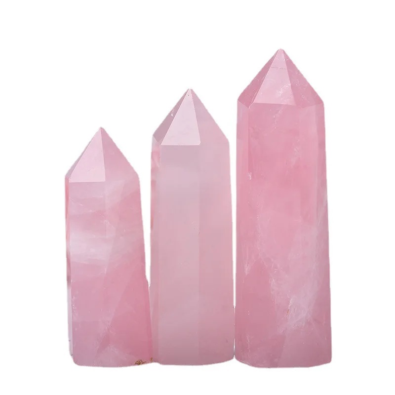 

Natural pink crystal column red crystal column home decoration hexagonal living room porch degaussing play study decoration