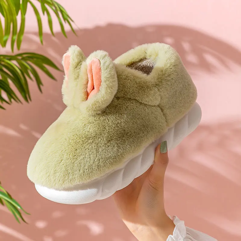 

Home Slippers for Women Platform Lovely Furry Rabbit Ear Winter Women Slippers Animal Couple Funny Shoes Sweet Comfort Unisex