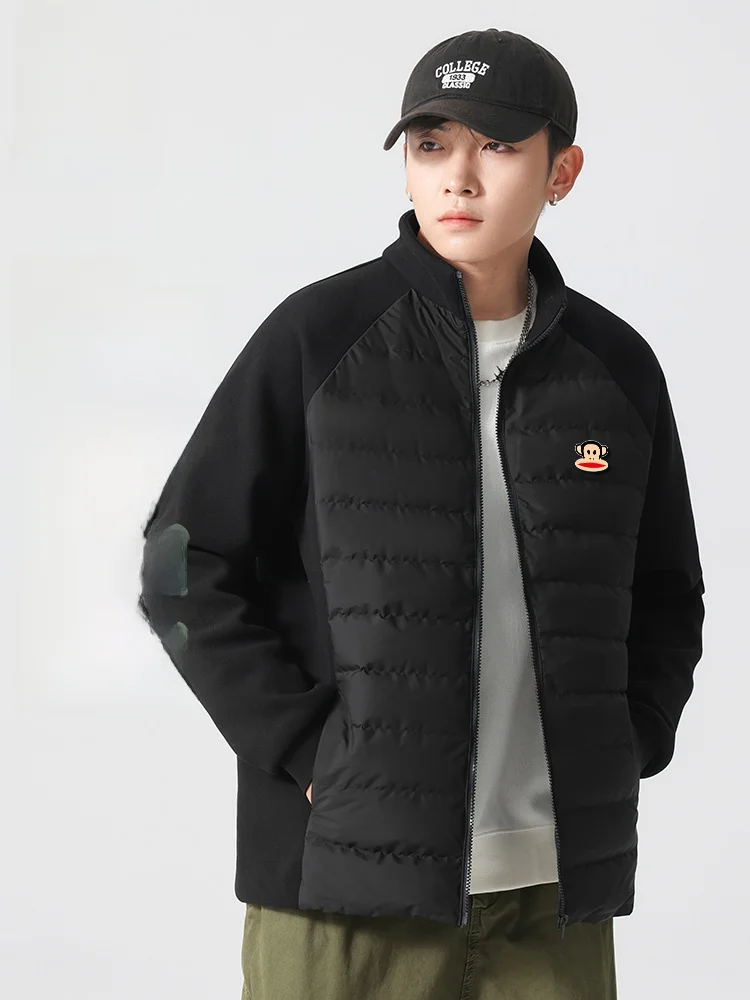 / Мужская зимняя куртка-пуховик с воротником-стойкой и ребрами легкая подкладка