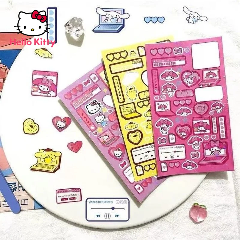 

Стикеры Hello Kitty Kuromi, мультяшный журнал, кавайные граффити, водонепроницаемые переводки, Самоклеящиеся украшения для творчества
