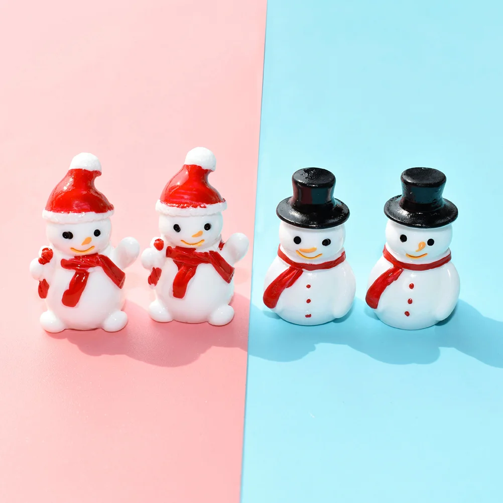 

Mini Snowman Figurines Christmas Tiny Resin Snowman Decoration Hat Xmas Micro Landscape Ornament Fairy Garden Accessories