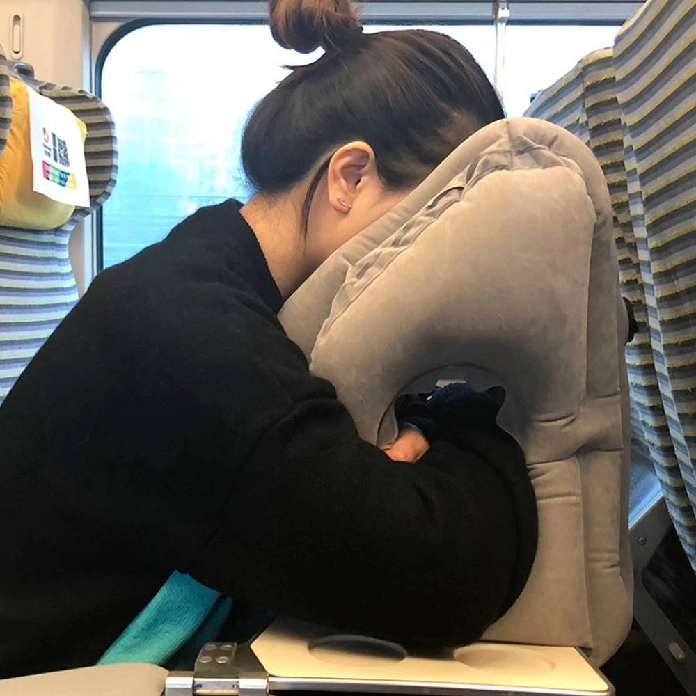 

Upgraded Inflatable Air Cushion Travel Pillow Headrest Chin Support Cushions for Airplane Plane Car Office Rest Neck Nap Pillows