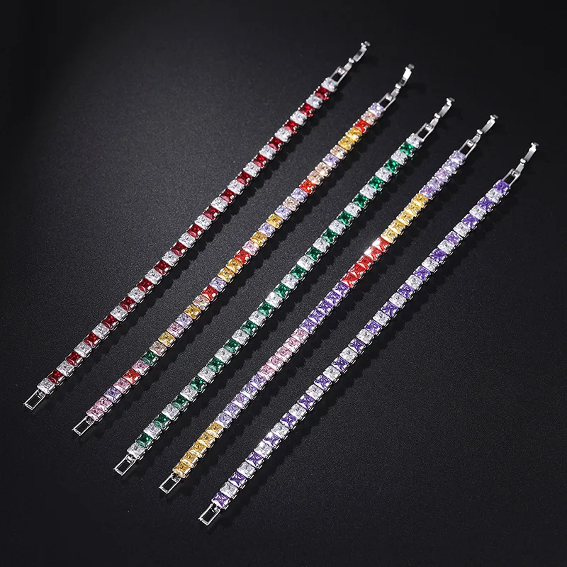 

2022 New Color Square Diamond 4*4 Bracelet Female High Quality Bracelet Fashion Simple Shiny Jewelry Luxury Hand Jewelry