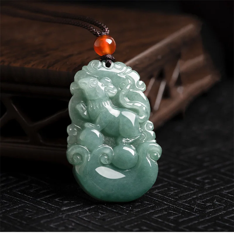 

Hot selling natural hand-carve jade Emerald Zodiac Rat Necklace pendant fashion accessories Men Women Luck Gifts amulet