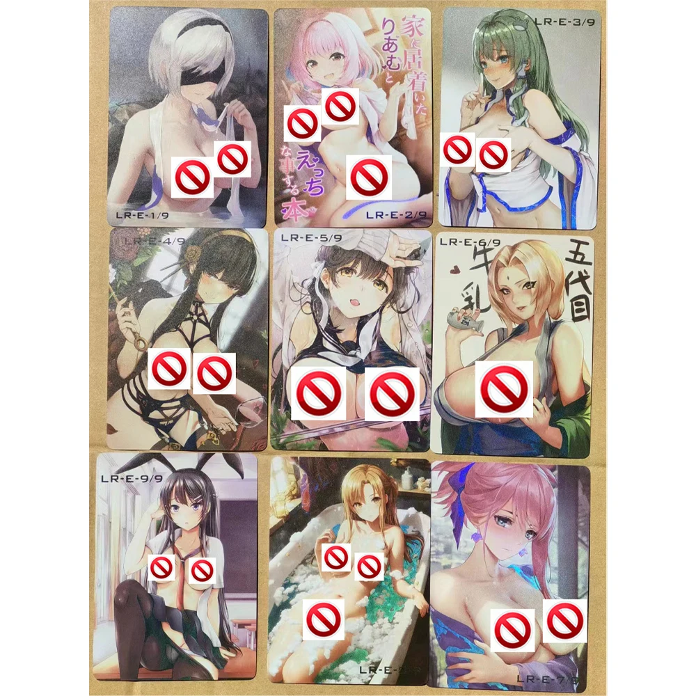 

9Pcs/set Anime Girls Nude Flash Cards Yor Forger Tsunade Kitagawa Marin NieR ACG Kawaii Game Anime Collection Card Gifts Toys