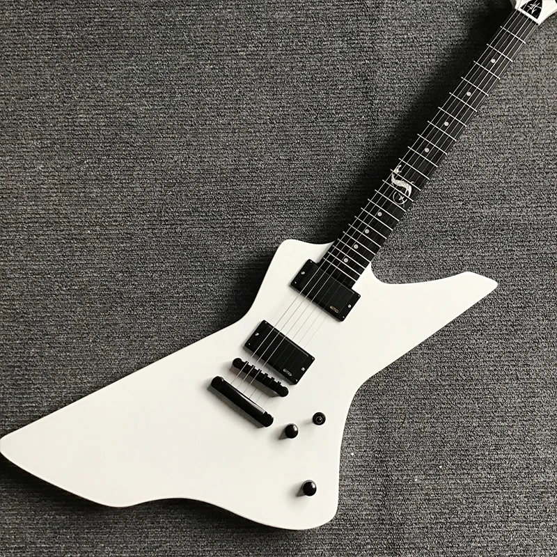 

Новая высококачественная электрическая гитара, 6 струн, белые гитары, два пикапа, инкрустация змеиной кожи ex