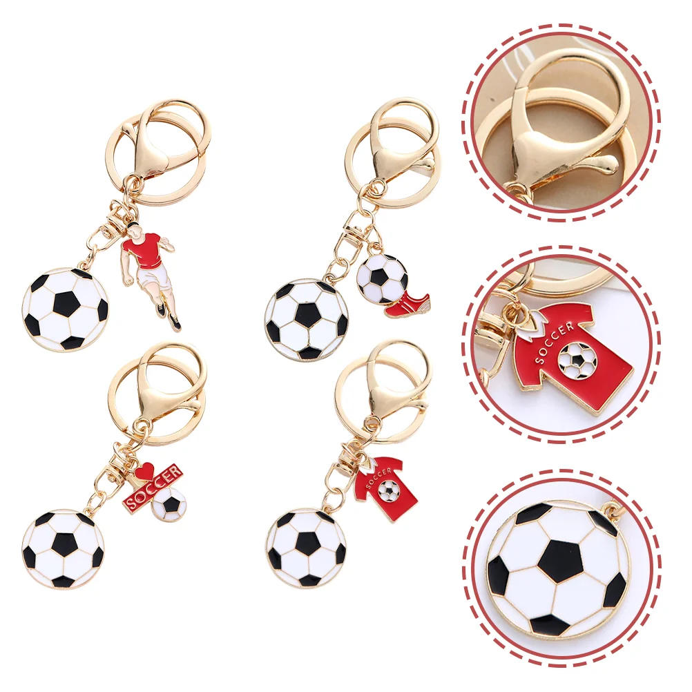 

4 Pcs Small Gift Backpack Keychain Football Model Match Favors Sports Charm Keychains Keyrings Zinc Alloy Hanging Decoration