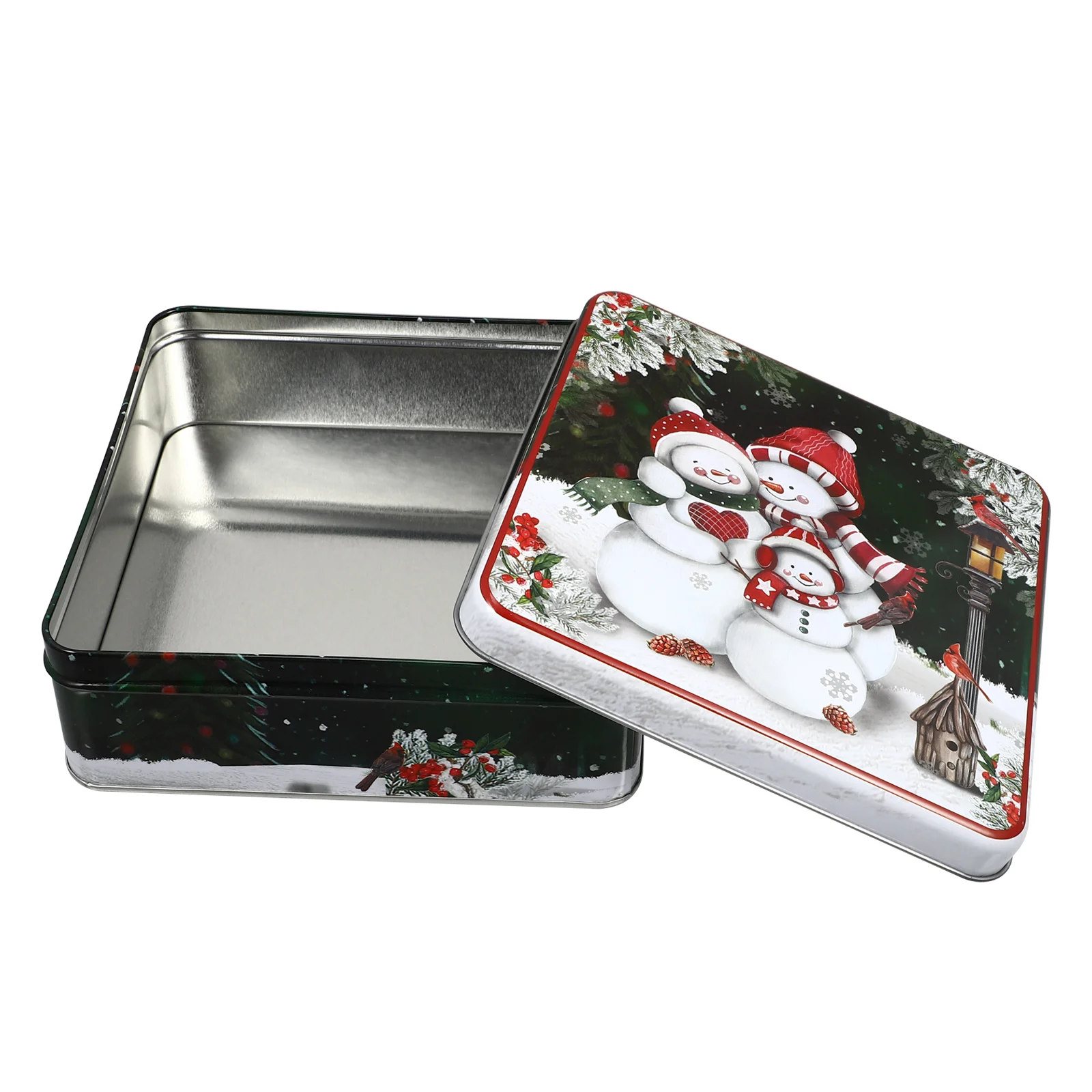 

Christmas Gift Cookie Tins Tin Box Giving Square Candy Metal Boxes Lids Holiday Packing Tinplate Holder Biscuits Case Wrapping