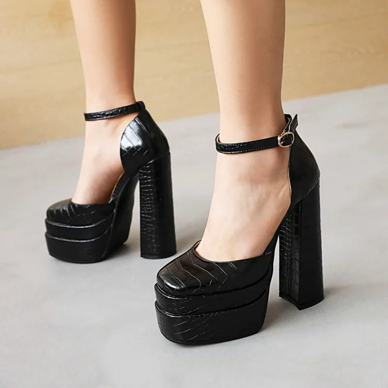 

Женские босоножки на высоком каблуке, водонепроницаемые однотонные сандалии на платформе и толстом каблуке, весна-лето 2022