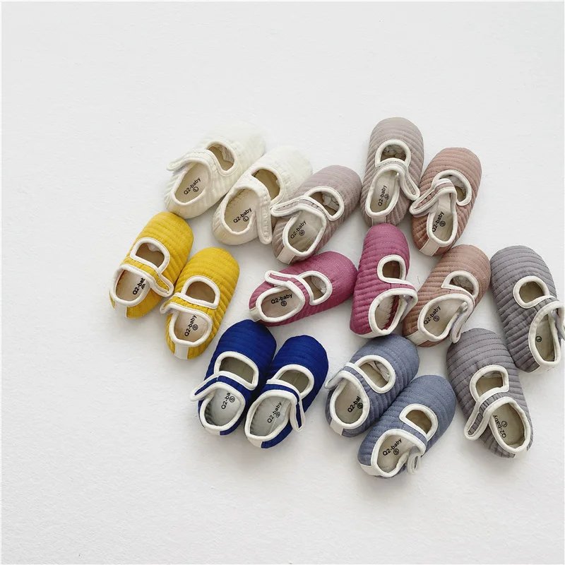 

Однотонные туфли для новорожденных, мягкая подошва, хлопок, Нескользящие, для путешествий, осень-весна