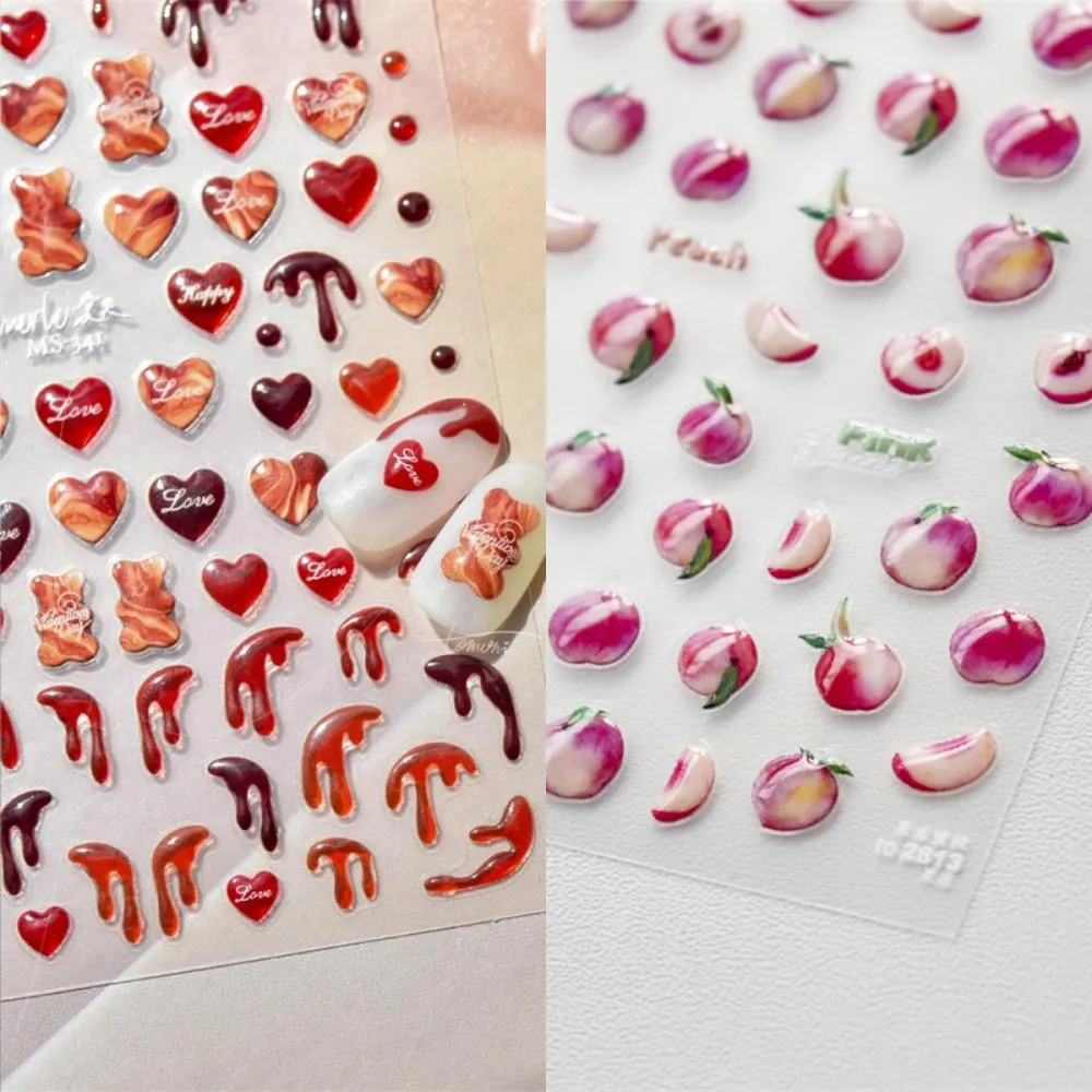 NAILFYOU 5D желейный медведь персиковый дизайн наклейка для ногтей Kawaii мультфильм