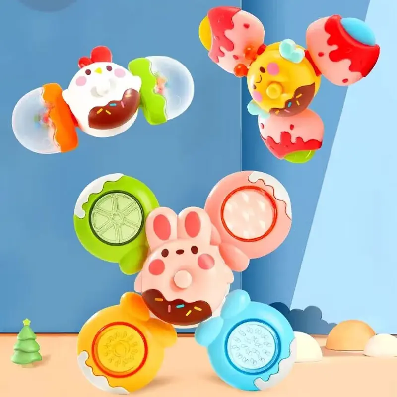 

Игрушка-Спиннер Монтессори детская съемная игрушка для купания на присоске Забавный мультяшный погремушка-грызунок для мальчиков и девочек