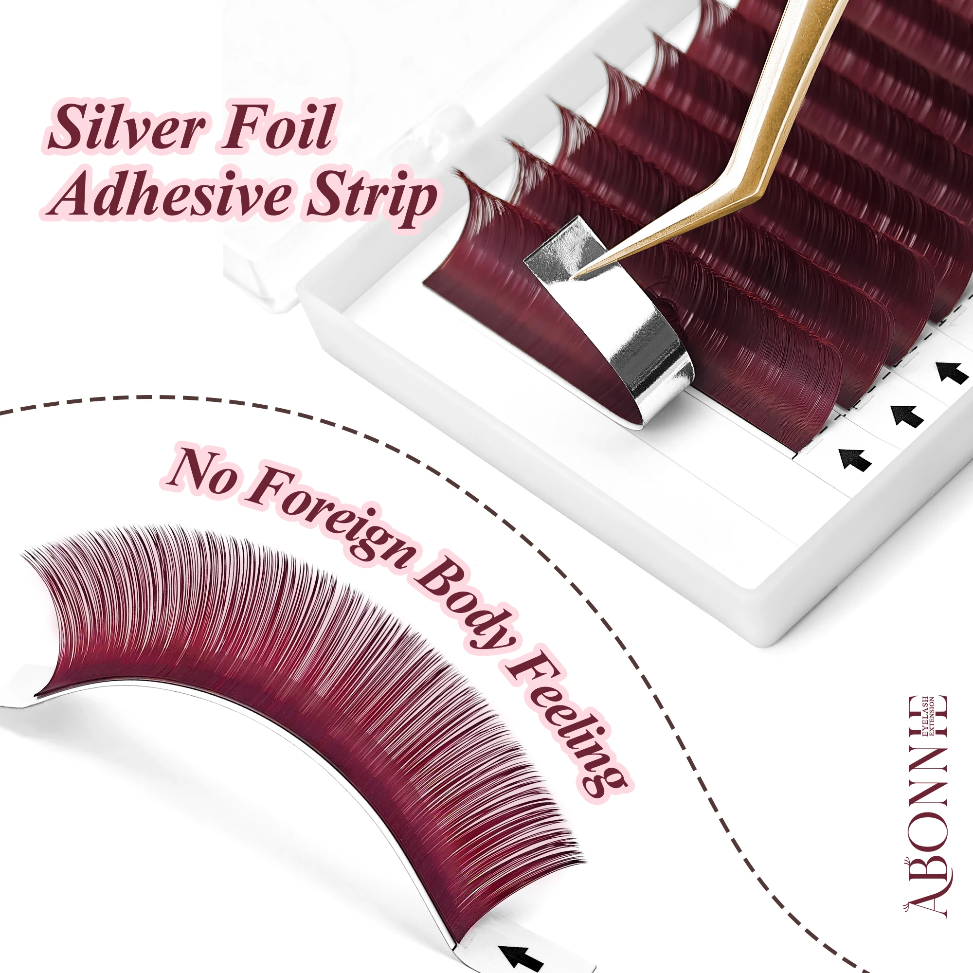 Фото Наращивание ресниц LB LC Burgundy Lashes Wine Red Classic, объемные ресницы Abonnie Lash Russian Volume, пушистые ресницы для эффекта «лисьих глаз» №2