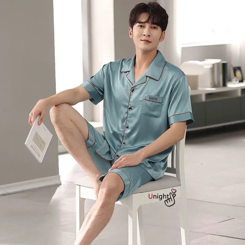 Пижама с брюками одежда для сна пижама папы мягкая Роскошная Летняя мужская из