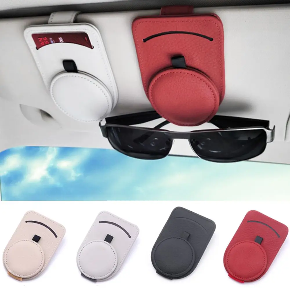 

Universal Card Mask Storing Glasses Ticket Card Clip Leather Eyeglasses Hanger Car Sunglass Holder Car Visor