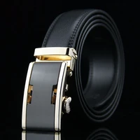 fashion men belt quality leather automatic buckle belt new european and american classic luxury trend lychee pattern belt black