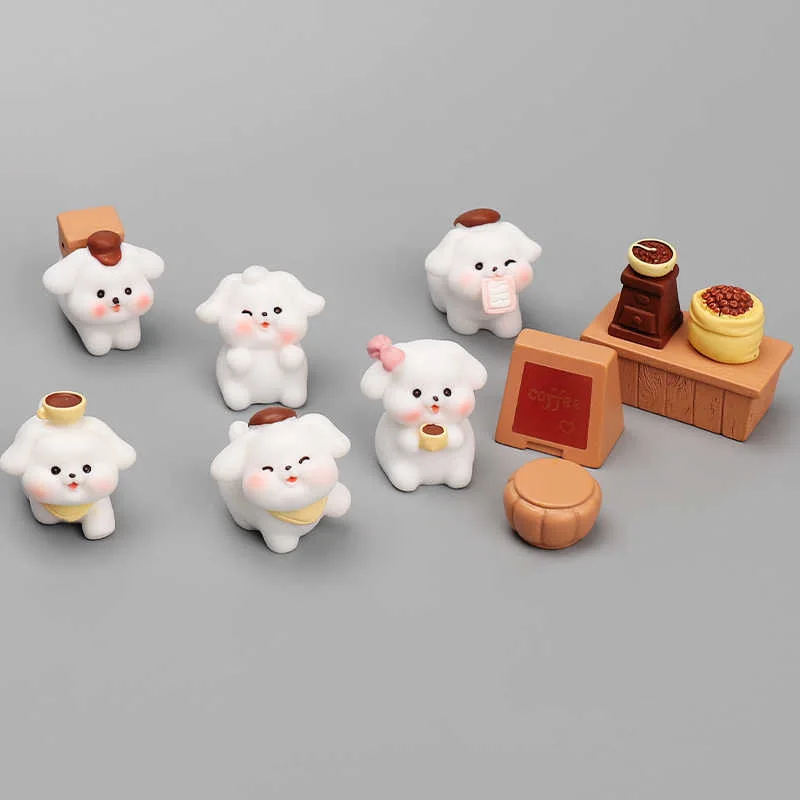 6-11 шт. семейная фигурка белой собаки с героями мультфильмов домашний сад бонсай