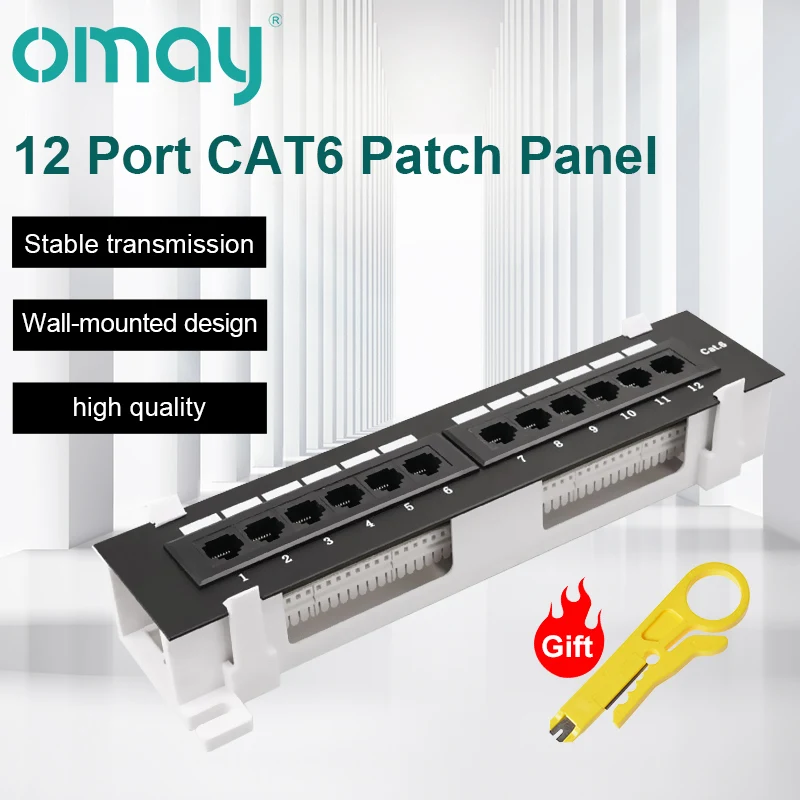 OMAY Network Tool Kit 12 Port CAT6 Patch Panel RJ45 Networking Wall Mount Rack Mount Bracket