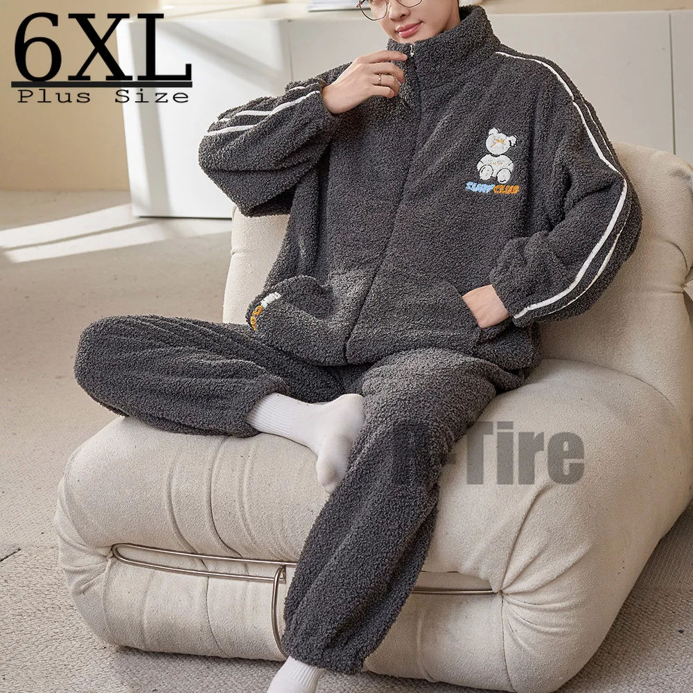 Зимняя фланелевая флисовая одежда для сна пижамный комплект женская теплая