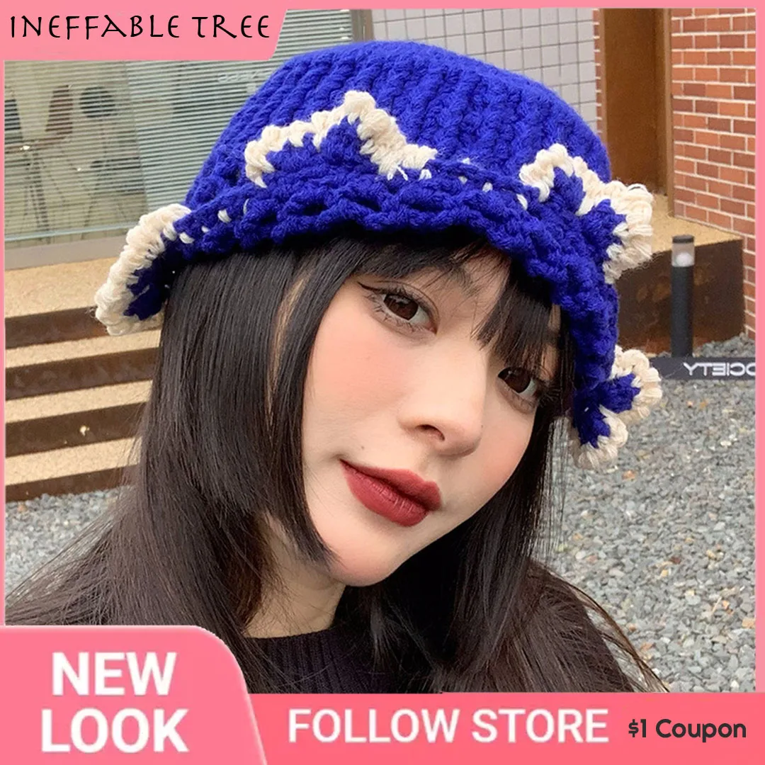 

Korean Women Bucket Hat Small Fresh Fisherman Hat Beach Visor Shade Hand Straw Hat Panama Girl Fishing Lace Sun Knitted Chapeau