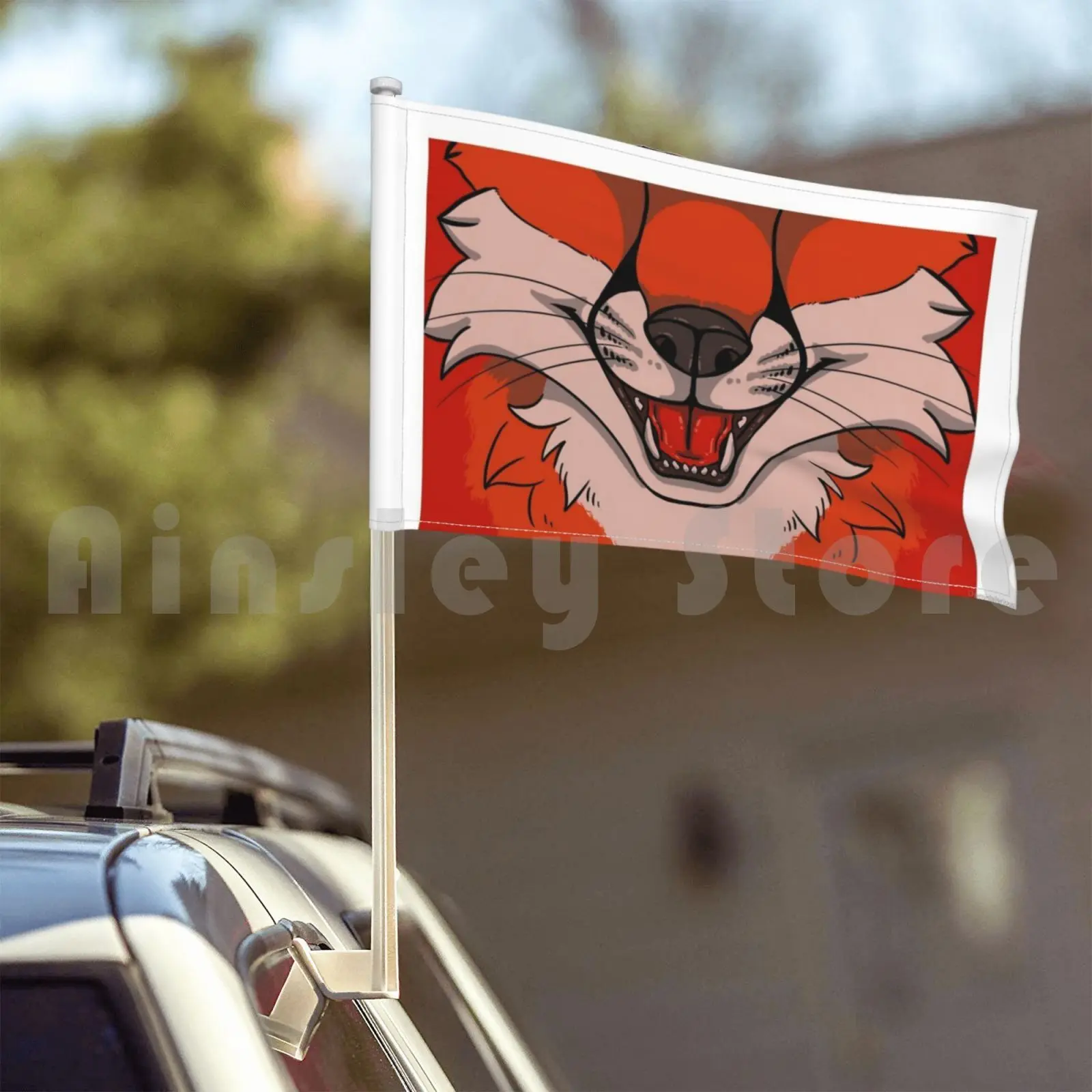 Лисий флаг автомобиля Забавный пушистый меховой намордник |