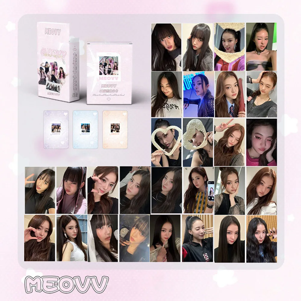 Kpop MEOVV Laser Boxed Card 55 шт./компл. Высокое качество HD фото корейский стиль с покрытием LOMO