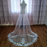 bride stereoscopic flower veil whiteivory cathedral wedding accessories 3m new wedding veil 2022 new real photo