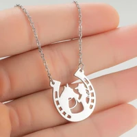 horseshoe necklace female ins2021 stainless steel western cowboy horse accessories necklace for women